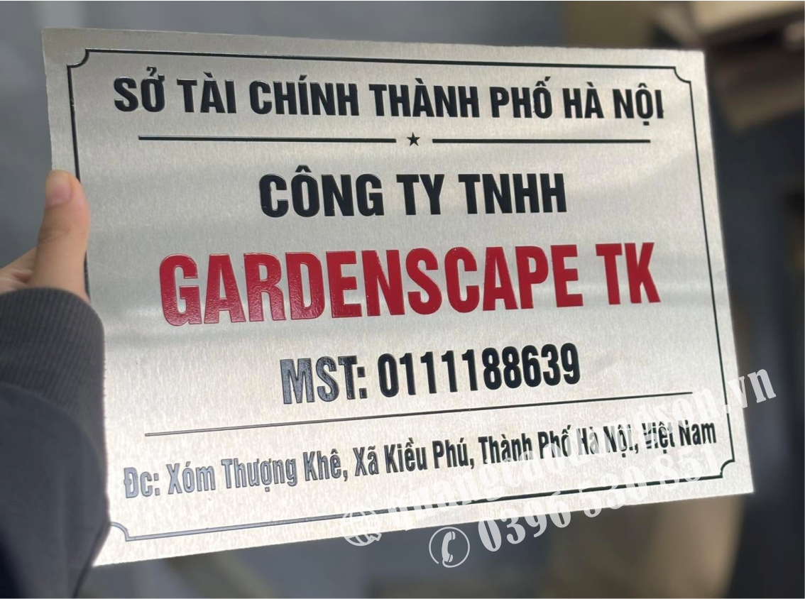 Biển công ty inox trắng xước cao cấp cho cơ quan và doanh nghiệp