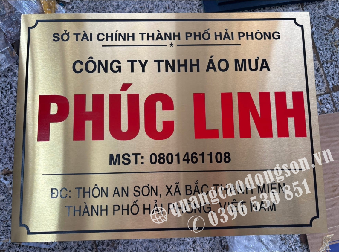 Biển tên trụ sở công ty inox vàng cao cấp, thi công chuyên nghiệp