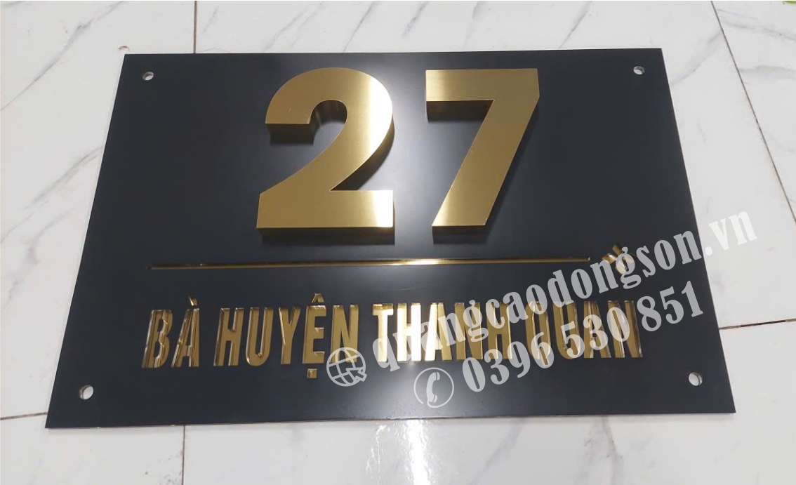 Biển số nhà đặc biệt thiết kế theo yêu cầu, gia công cao cấp bằng đồng, inox, mica hoặc nhôm, phù hợp cho nhà phố, biệt thự, khách sạn và văn phòng